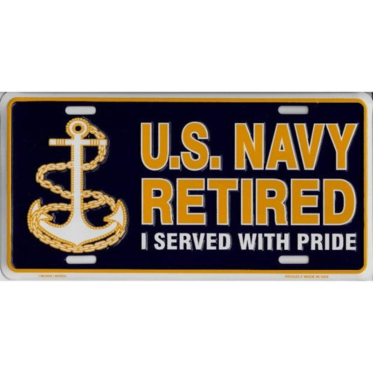 U.S. Navy Retired Metal License Plate - Military Republic