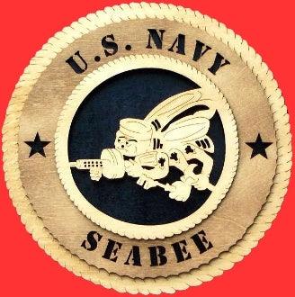 U.S. Navy Seabee Large Handmade Wooden Tribute Wall Plaque - Military Republic