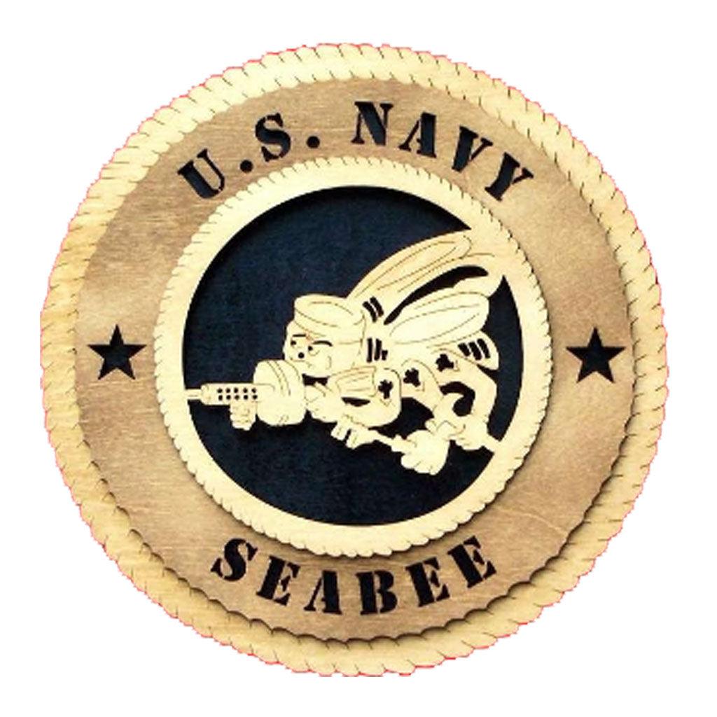 U.S. Navy Seabee Large Handmade Wooden Tribute Wall Plaque - Military Republic