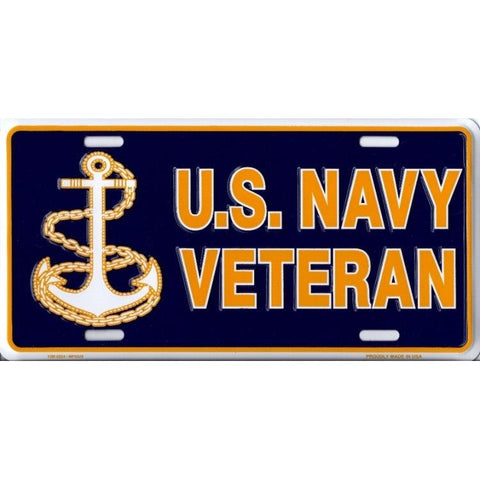 U.S. Navy Veteran Metal License Plate - Military Republic