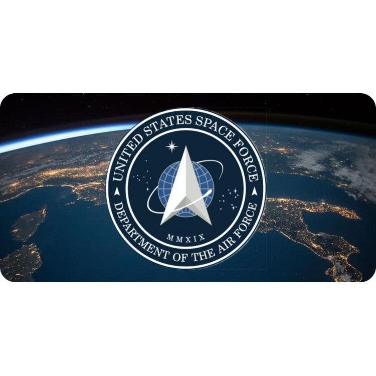 U.S. Space Force Logo Centered Photo License Plate - Military Republic