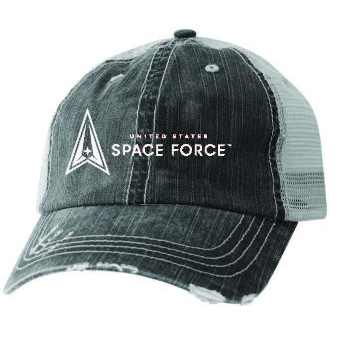 U.S. Space Force Logo Embroidered on BlackMesh Ball Cap - Military Republic