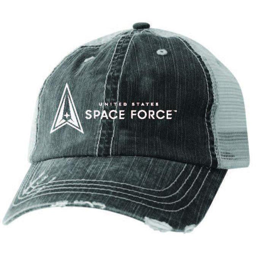 U.S. Space Force Logo Embroidered on BlackMesh Ball Cap - Military Republic