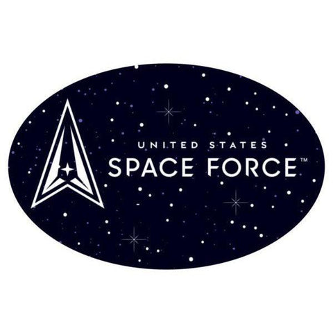 U.S. Space Force Logo on Galaxy Photo on 5.75" Oval Magnet - Military Republic