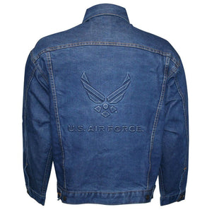 U.S. Air Force Symbol Embossed Logo on Denim Jacket - Military Republic
