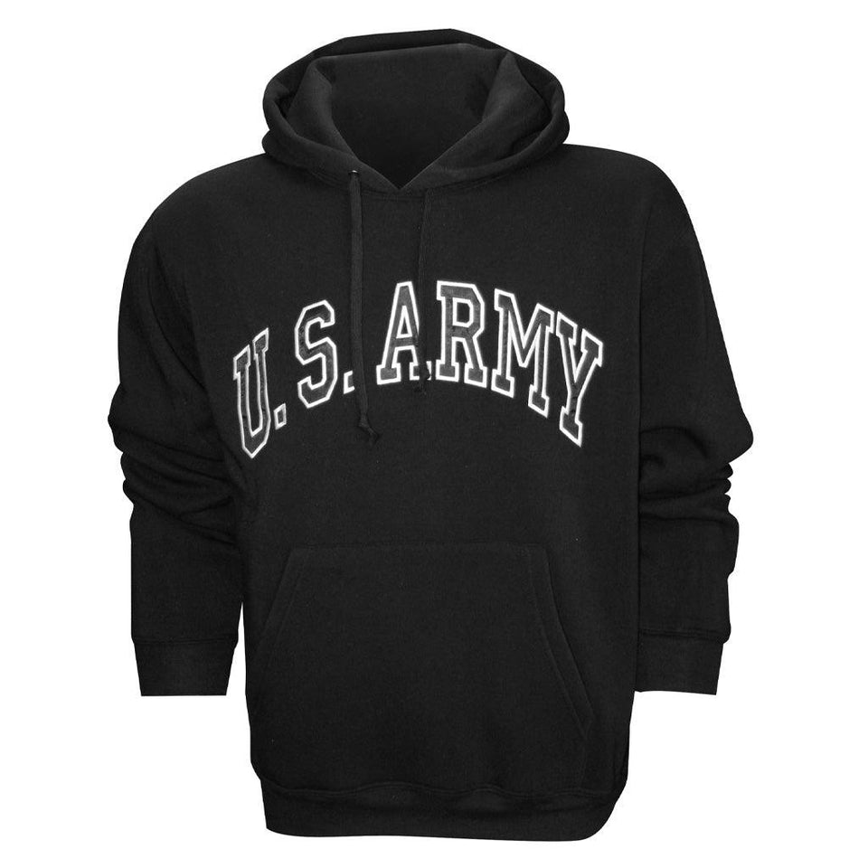 U.S. Army Embroidered Applique on Black/Fleece Pullover Hoodie - Military Republic