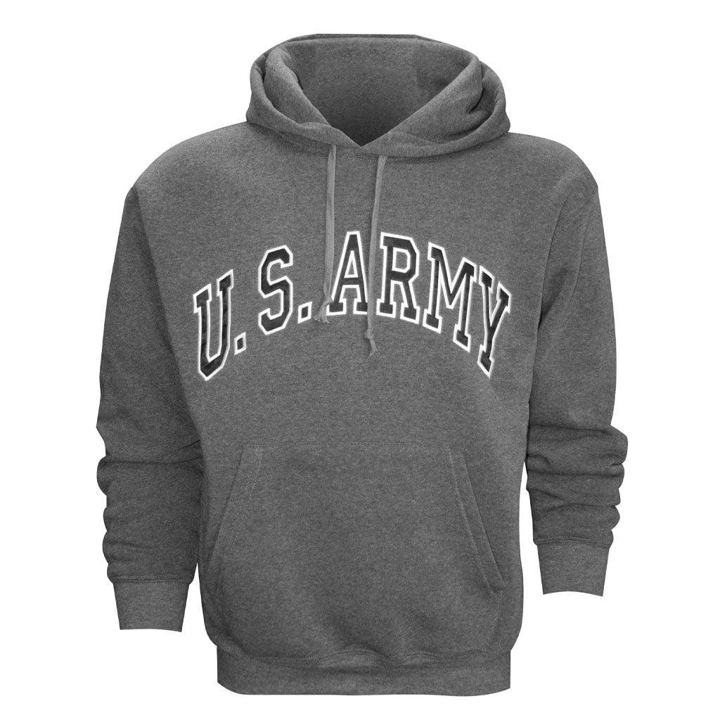 U.S. Army Embroidered Applique on Grey/Fleece Pullover Hoodie - Military Republic