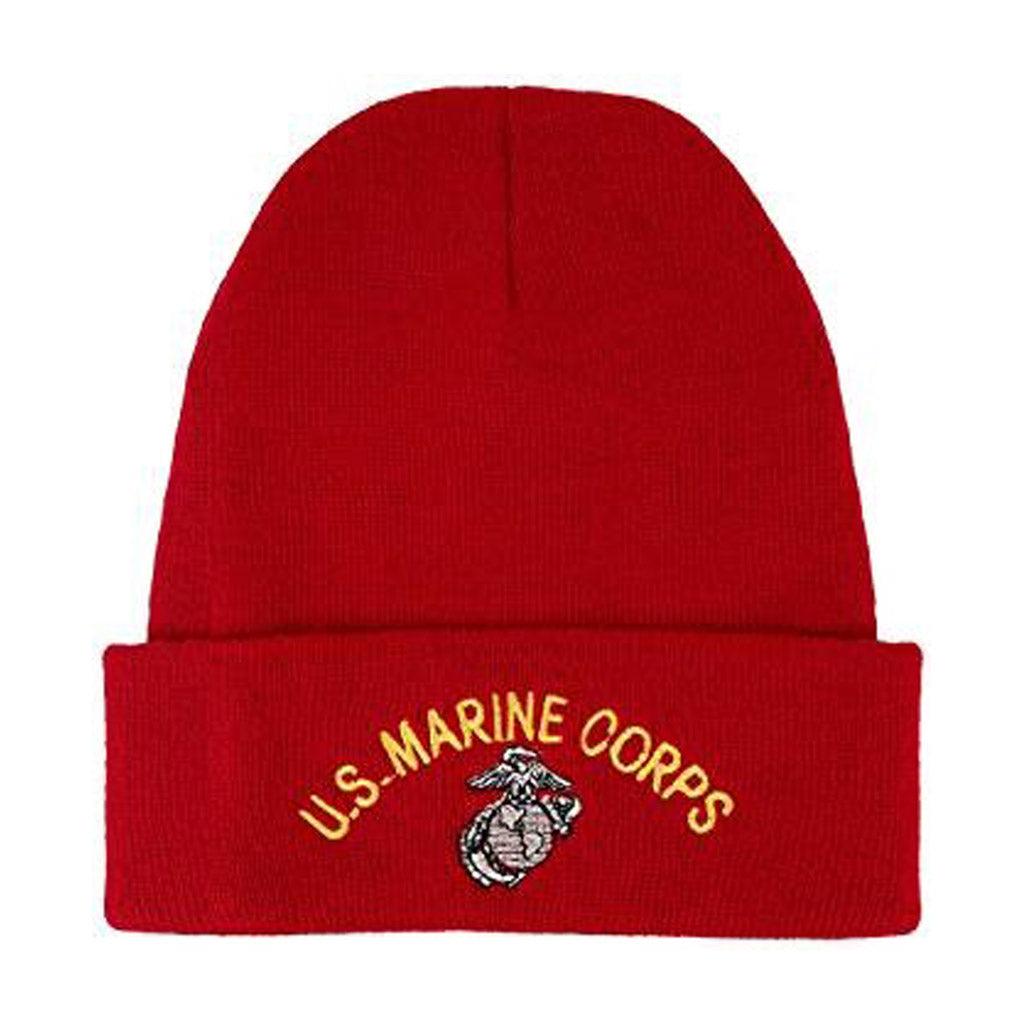 U.S. Marines Knit Watch Cap Red - Arched script - Military Republic