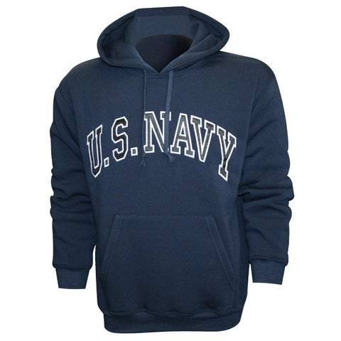 U.S. Navy Embroidered Applique on Blue/Fleece Pullover Hoodie - Military Republic