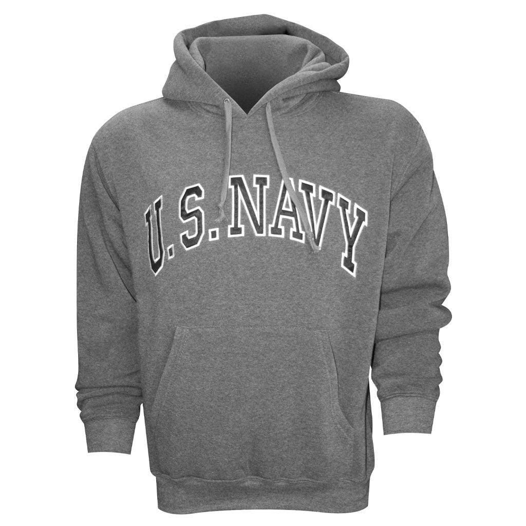 U.S. Navy Embroidered Applique on Grey/Fleece Pullover Hoodie ...