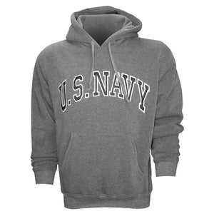 U.S. Navy Embroidered Applique on Grey/Fleece Pullover Hoodie - Military Republic