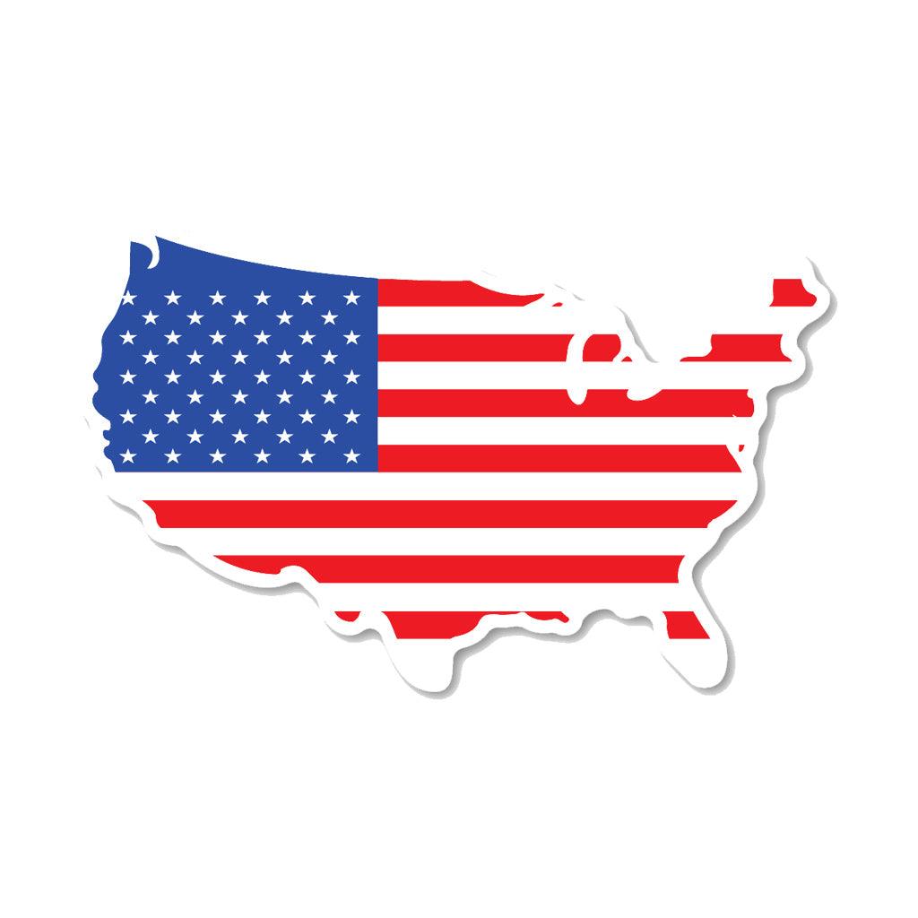 United States Patriotic Shaped American Flag Sticker (8" x 5") - Military Republic