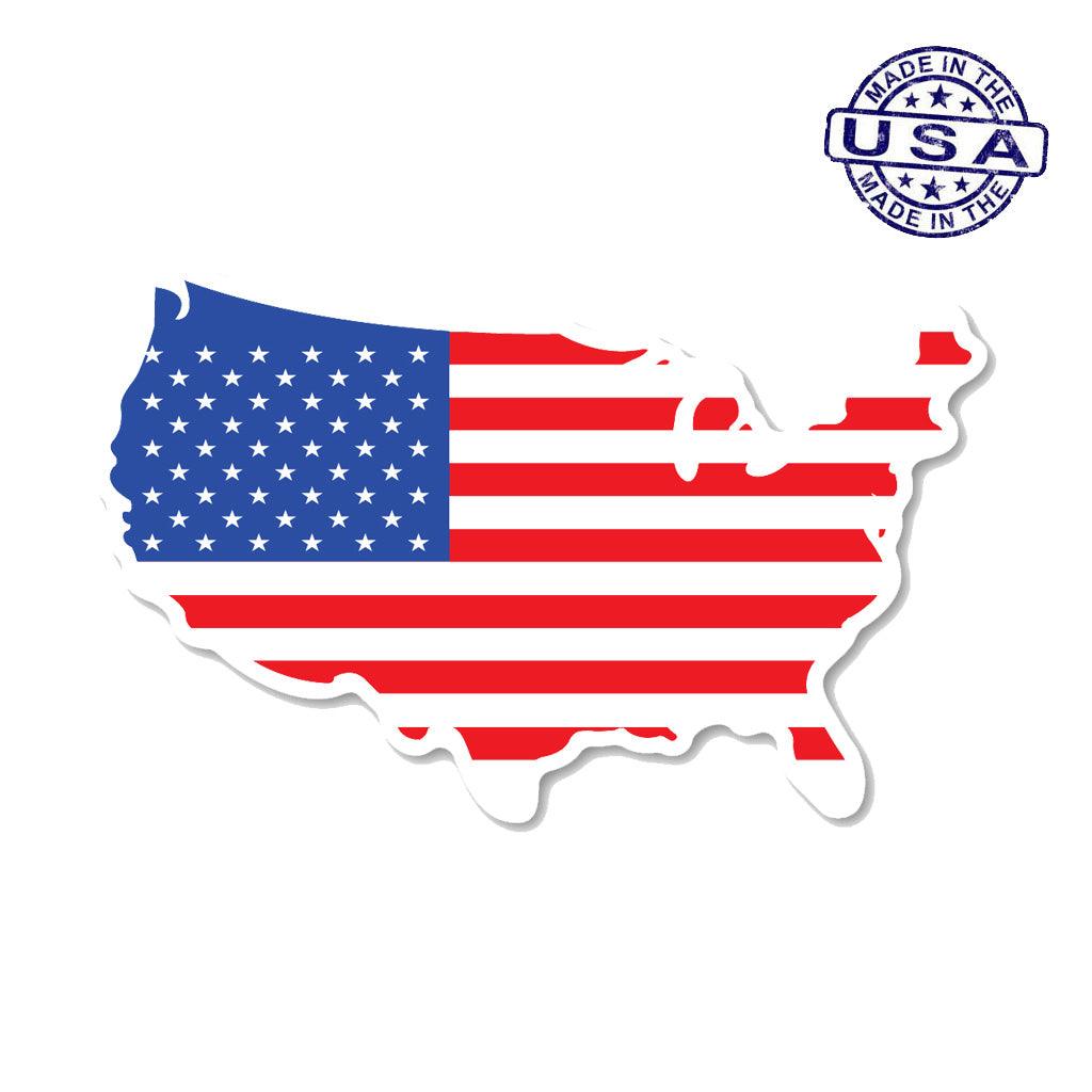 United States Patriotic Shaped American Flag Sticker (8" x 5") - Military Republic