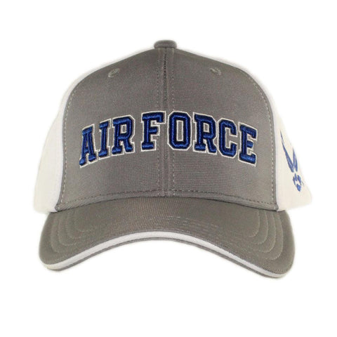 US Air Force Logo Gray and White Performance Cap - Military Republic