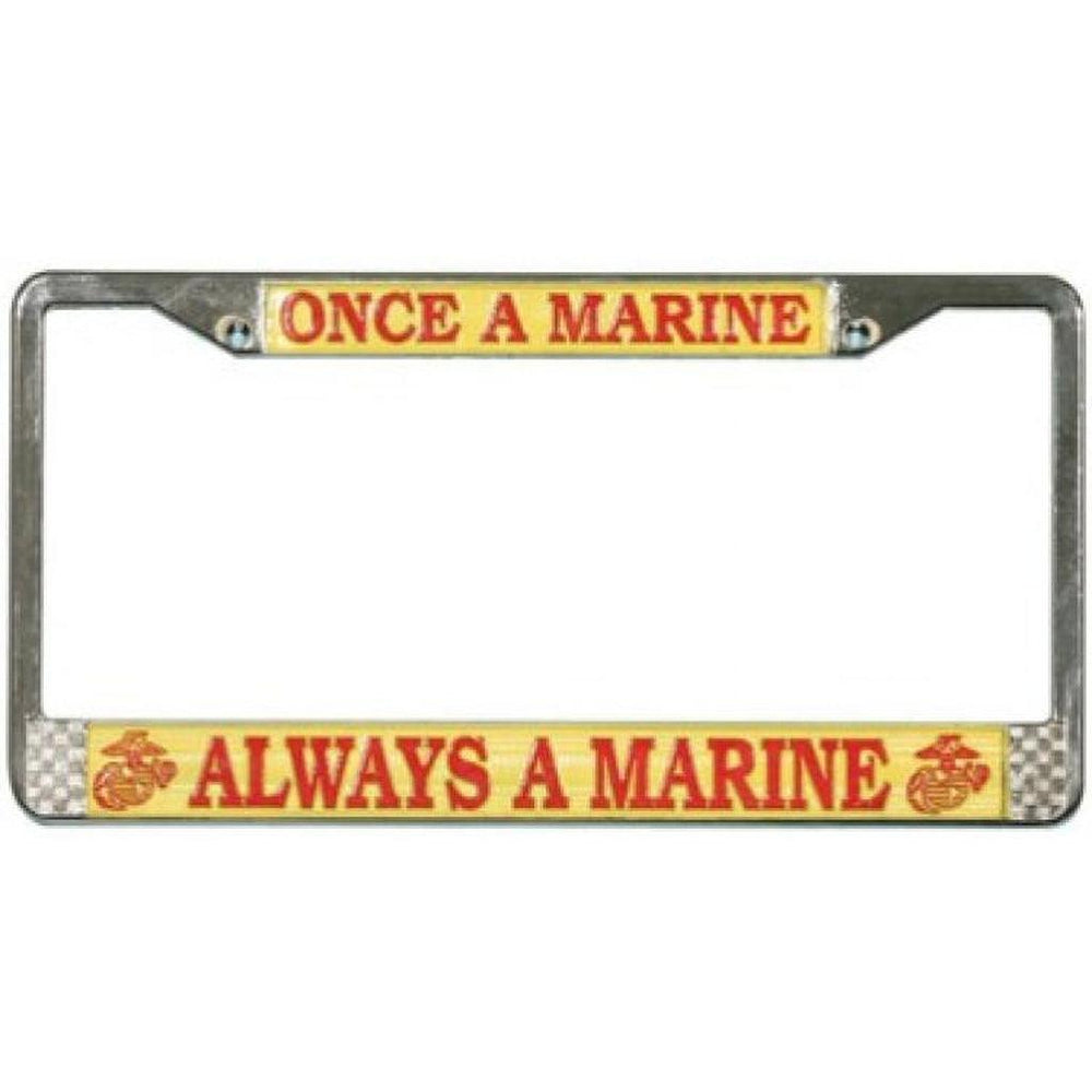 US Marine Corps Once A Marine Always A Marine Chrome License Metallic Plate Frame - Military Republic