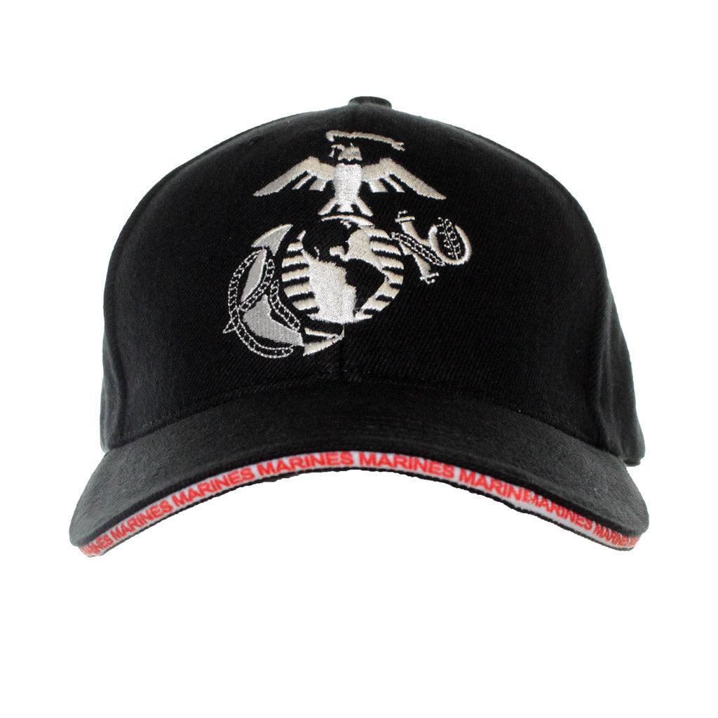 US Marines Eagle, Globe and Anchor Plain Black Sandwich Cap - Military Republic