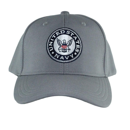 US Military Navy Print on Brim Trim Logo Gray Performance Cap - Military Republic