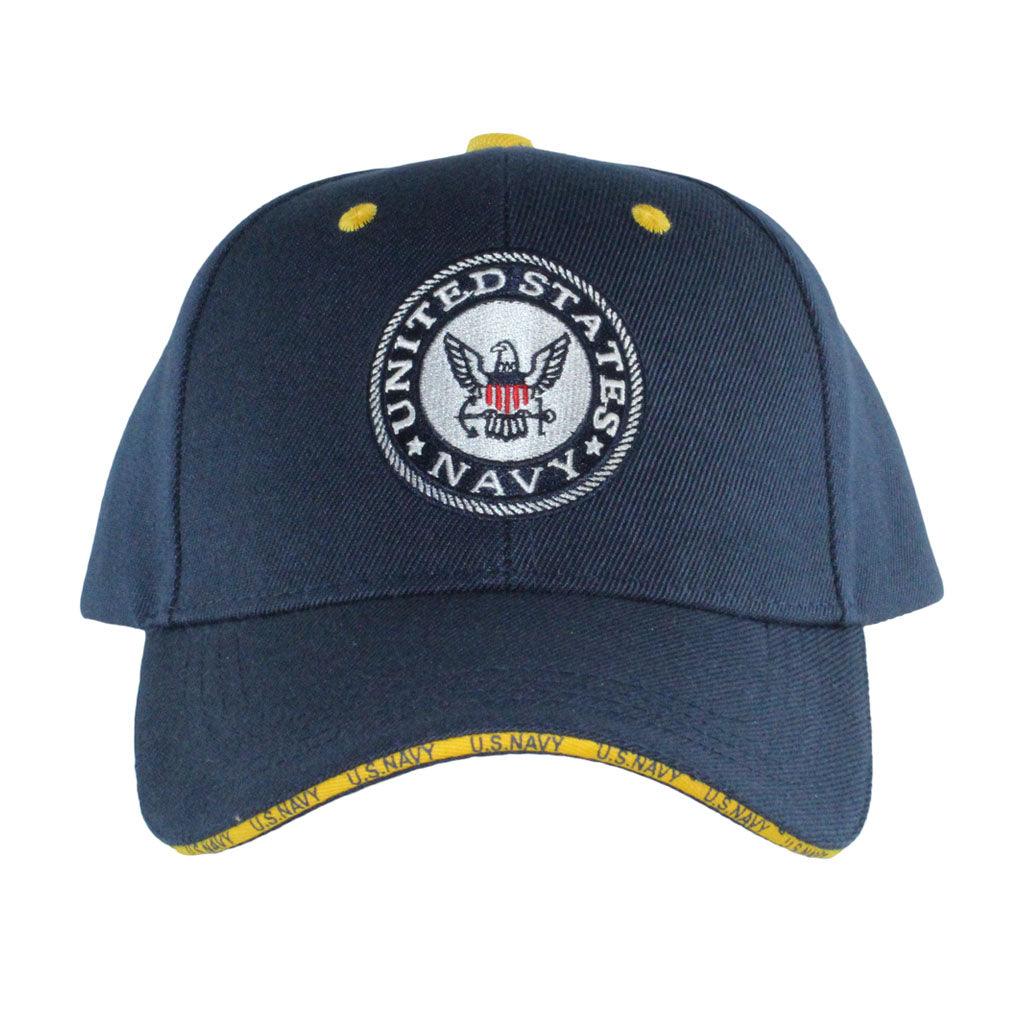 US Military Navy Print on Brim Trim Sandwich Cap – Military Republic