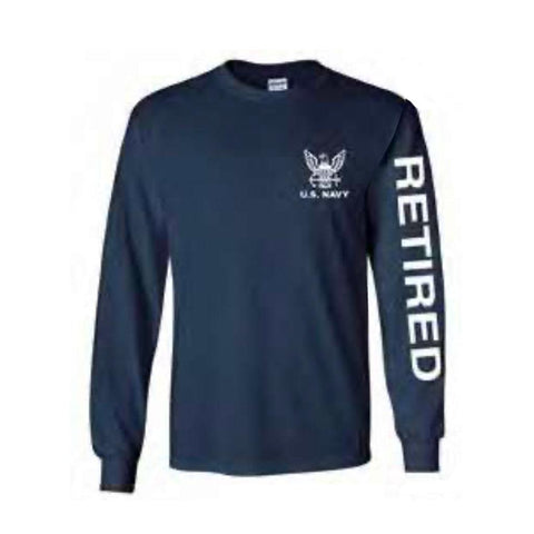 U.S. Navy Retired Sport Long Sleeve Shirt -Navy Blue - Military Republic
