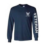U.S. Navy Veteran Sport Long Sleeve Shirt -Navy Blue - Military Republic