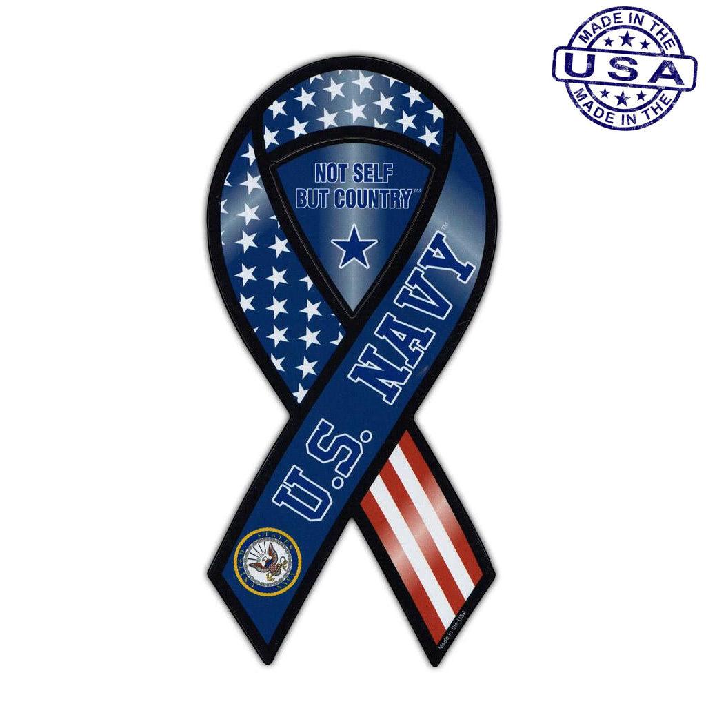 United States Navy Not Self But Country Magnet Ribbon 4" x 8" - Military Republic