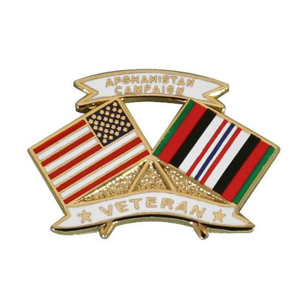 USA Afghanistan Campaign Veteran Crossed Flag Lapel Pin - Military Republic