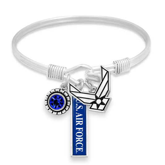 U.S. Air Force Triple Charm Bracelet with Vertical Air Force Pendant - Military Republic