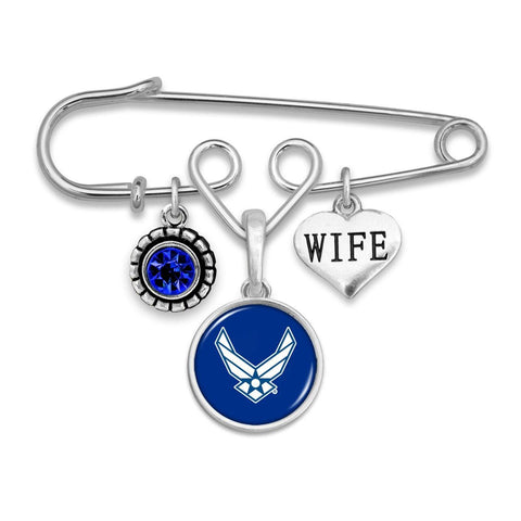 U.S. Air Force Wife Accent Charm Brooch - Military Republic