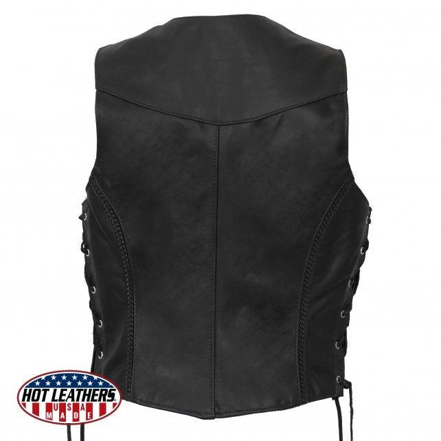 USA Made Braided Design Ladies Leather Vest - Military Republic