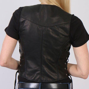 USA Made Braided Design Ladies Leather Vest - Military Republic