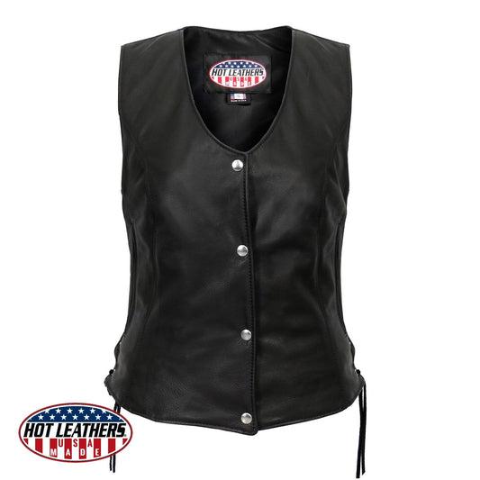 USA Made Side Lace Hot Leathers Biker Vest - Military Republic