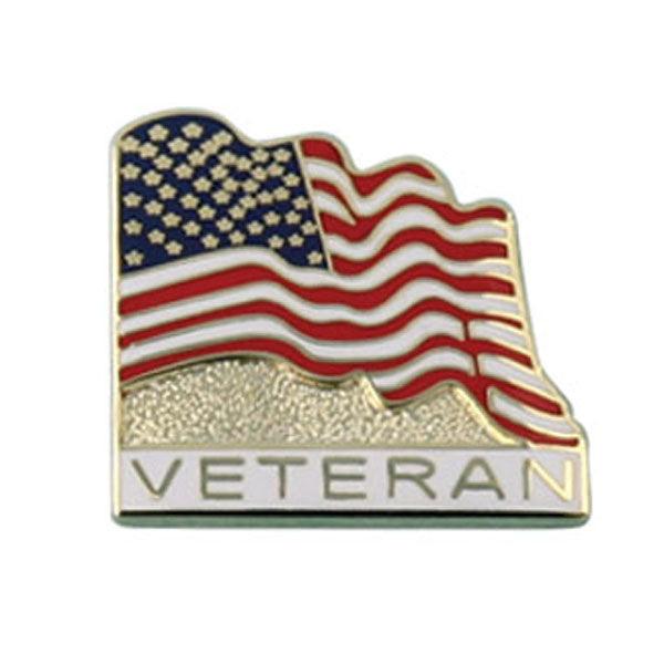 USA Veteran Wavy Flag Lapel Pin 7/8 x 7/8" - Military Republic