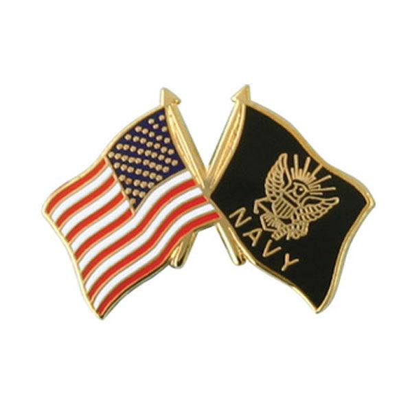 USA and Navy Crossed Flag Lapel Pin 3/4 x 1