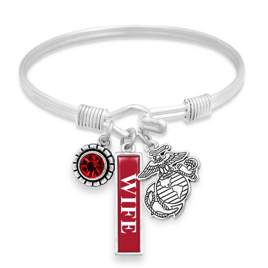 U.S. Marines® Bracelet- Triple Vertical Charm - Wife - Military Republic