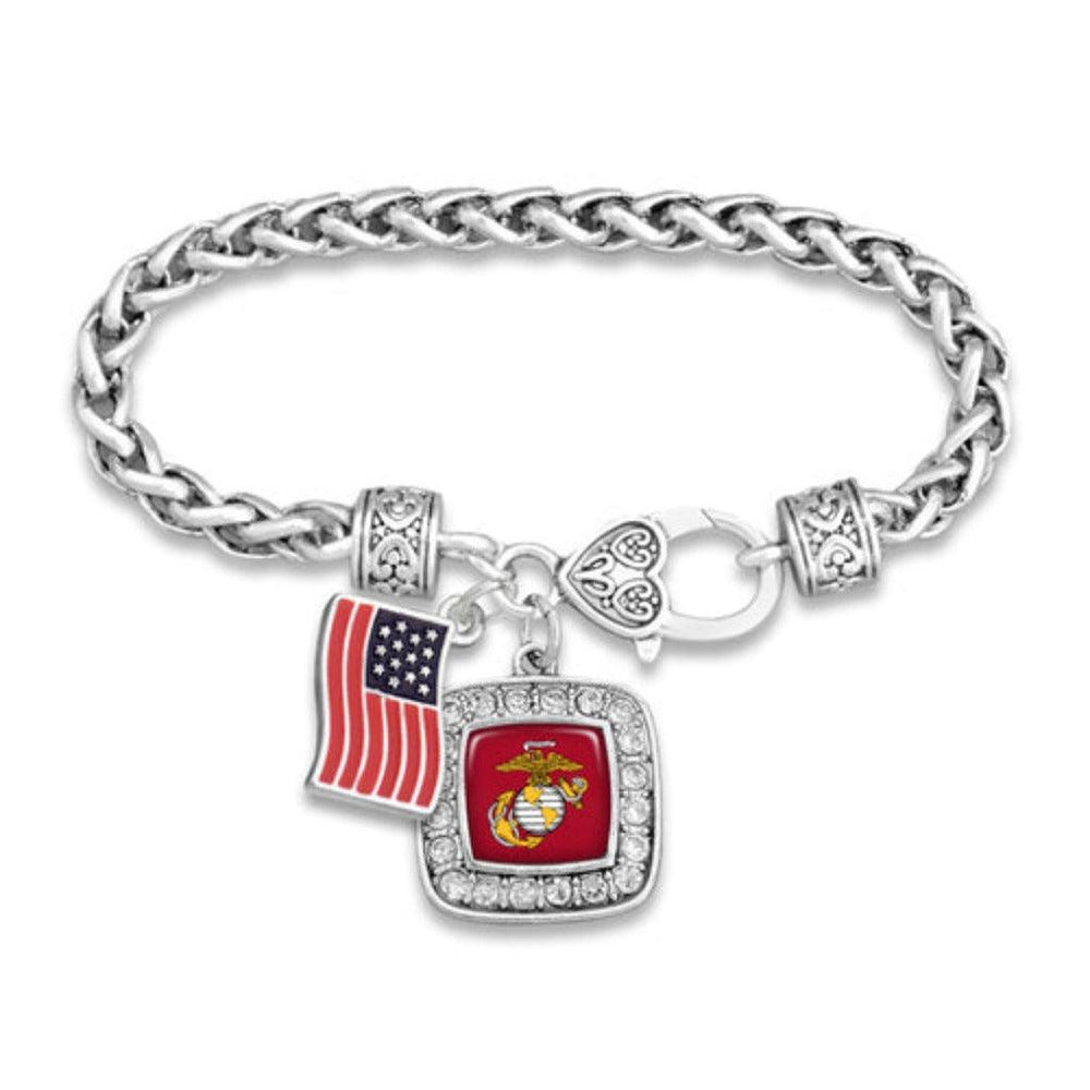 us-marines-bracelet-square-crystal-with-flag-accent