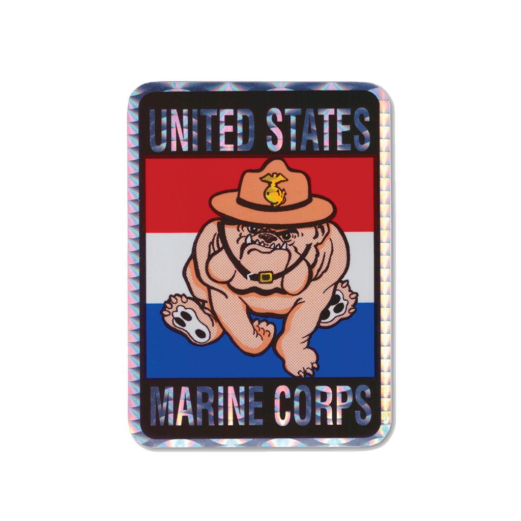 United States Marines Bulldog Holographic Rectangle Sticker (2.5" x 3.5") - Military Republic