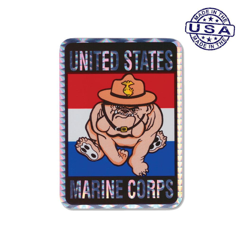 United States Marines Bulldog Holographic Rectangle Sticker (2.5
