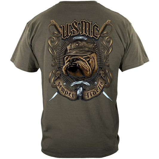 USMC Bull Dog Crossed Swords T-Shirt - Military Republic