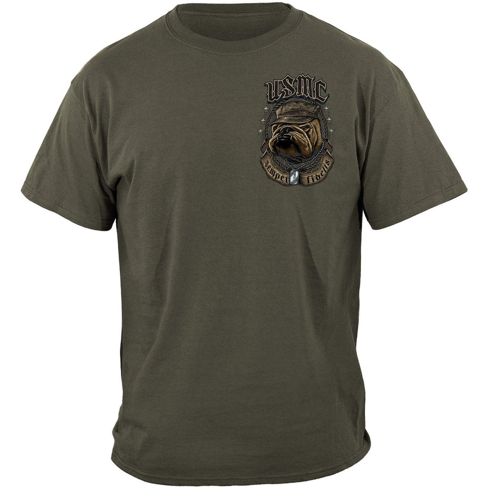 USMC Bull Dog Crossed Swords T-Shirt - Military Republic