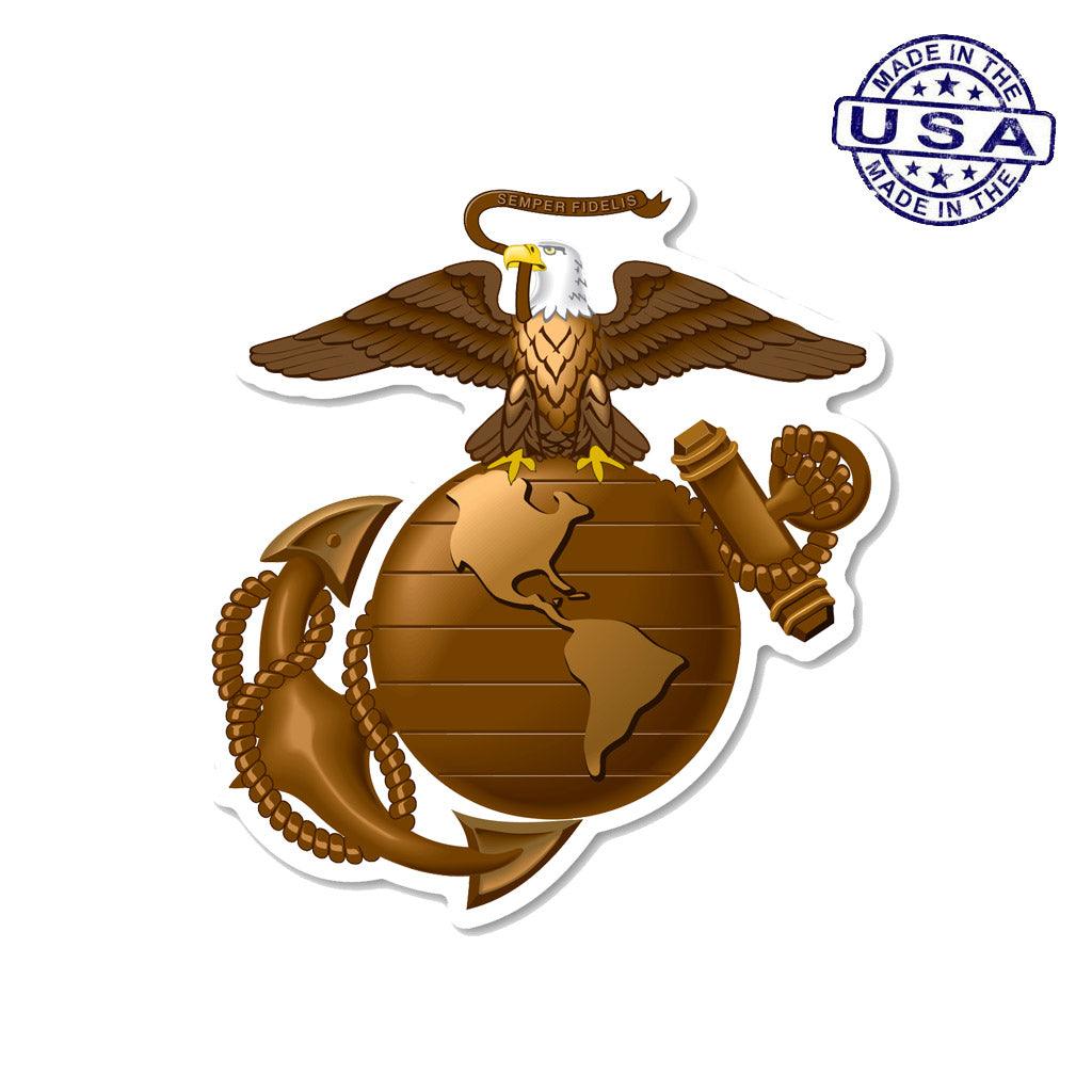 United States Marines USMC Eagle, Globe and Anchor Logo Sticker (4.75" x 5.16") - Military Republic