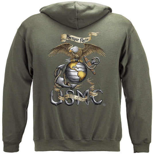 USMC Eagle Green Hoodie - Military Republic