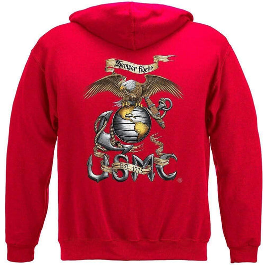 USMC Eagle Red Hoodie - Military Republic