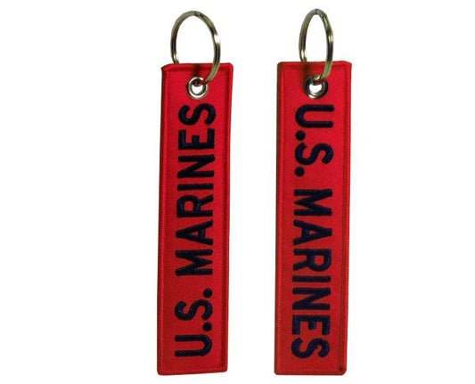 USMC Fabric Red Ribbon Keychain - Military Republic