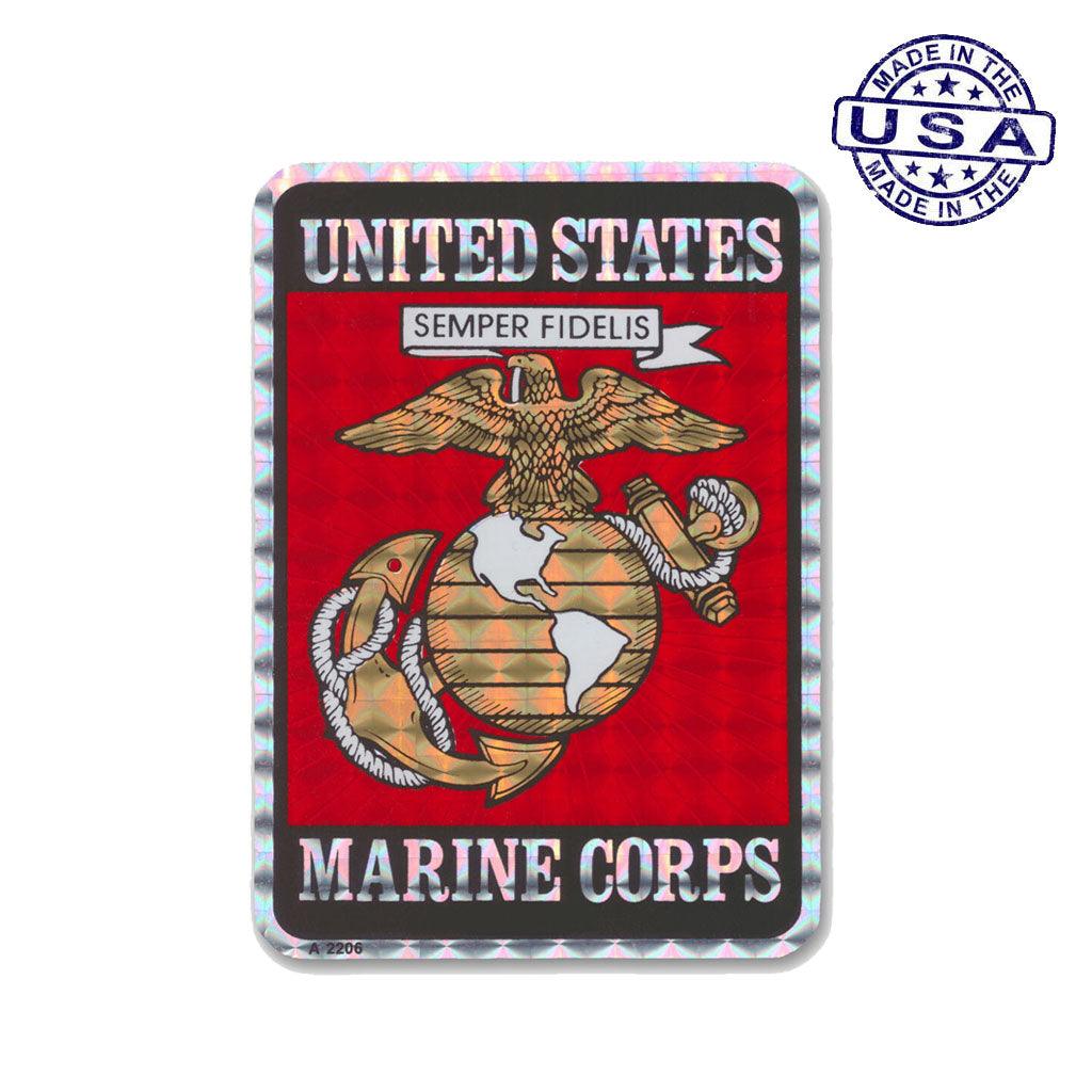 United States Marines Holographic Rectangle Sticker (2.5" x 3.5") - Military Republic