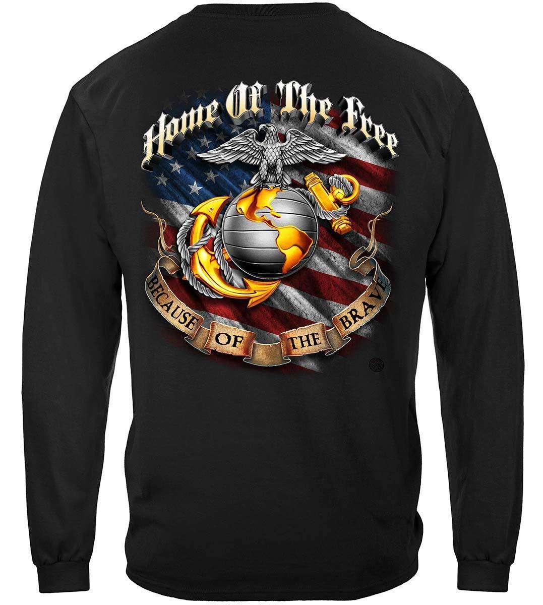 USMC Home Of The Free Because Of The Brave Hoodie - Military Republic