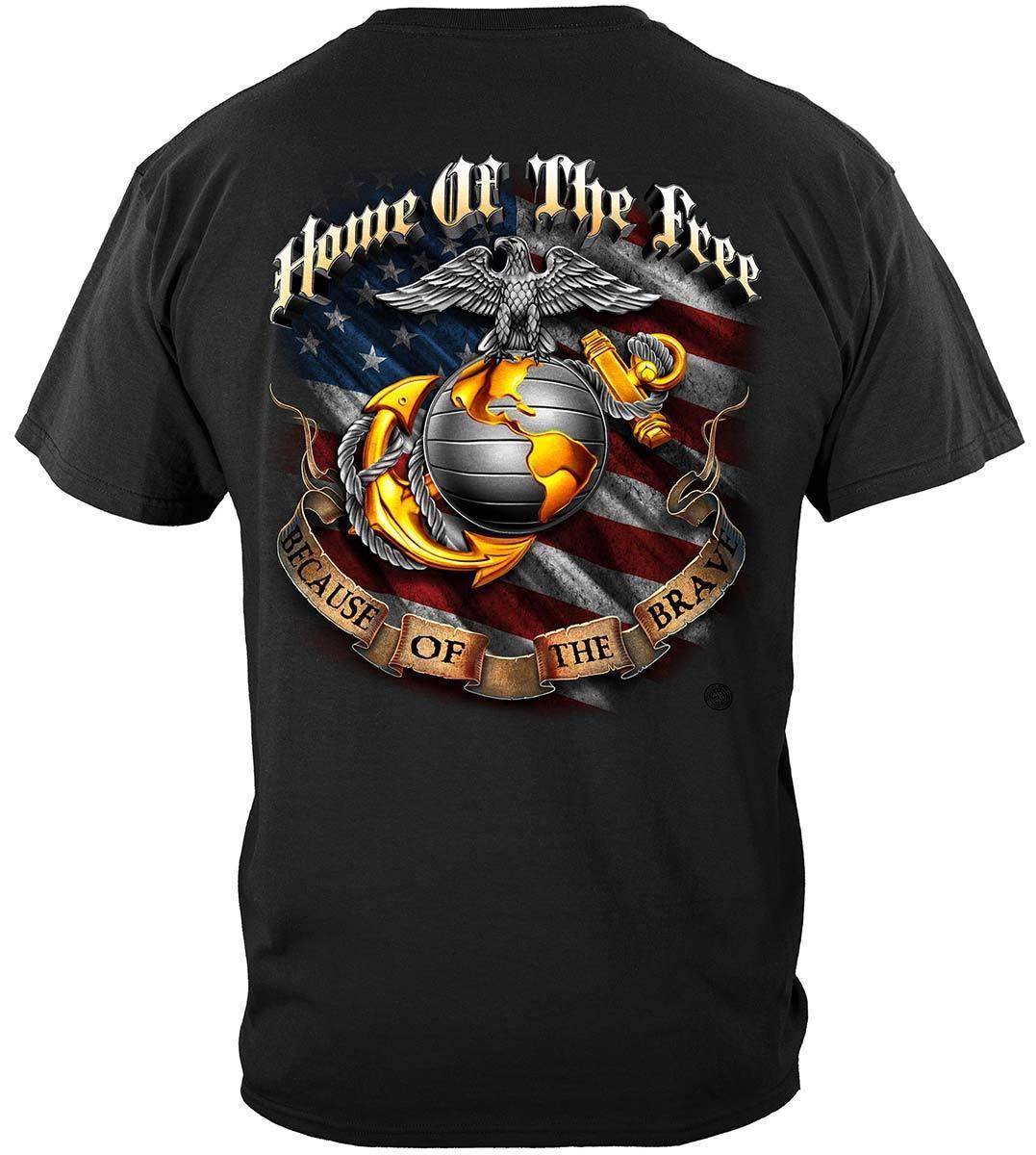 USMC Home Of The Free Because Of The Brave Hoodie - Military Republic