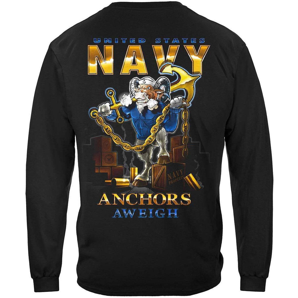 US NAVY Goat Locker United States Navy Anchor Aweigh USN Premium Long Sleeve - Military Republic