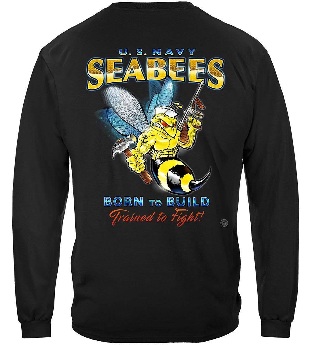 US NAVY Sea Bees United States Navy USN Born To Build Premium Hoodie - Military Republic