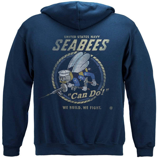 US NAVY Vintage Sea Bees United States Navy USN Premium Hoodie - Military Republic