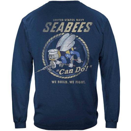 US NAVY Vintage Sea Bees United States Navy USN Premium Long Sleeve - Military Republic